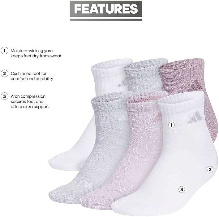 adidas Athletic Cushioned 6-Pack Quarter - Image 2