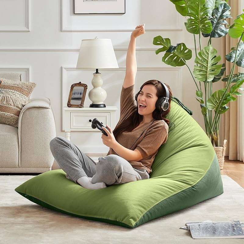 Nobildonna Stuffed Animal Storage Bean Bag Chair Cover for Kids (No Filler), 400L Extra Large Premium Velvet Lazy Sofa Cover, Washable Ultra Soft Triangular Bean Bag Chair Cover (Green) - Image 8