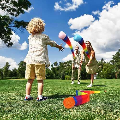 Leyndo 8 Pcs 26 Inch Throw and Catch Balls with Rainbow Tail, Fun Colorful Sports Comet Balls Playground Toys for School Classroom Beach Outdoor Camping Healthy and Fun Games (Multi Color) - Image 2
