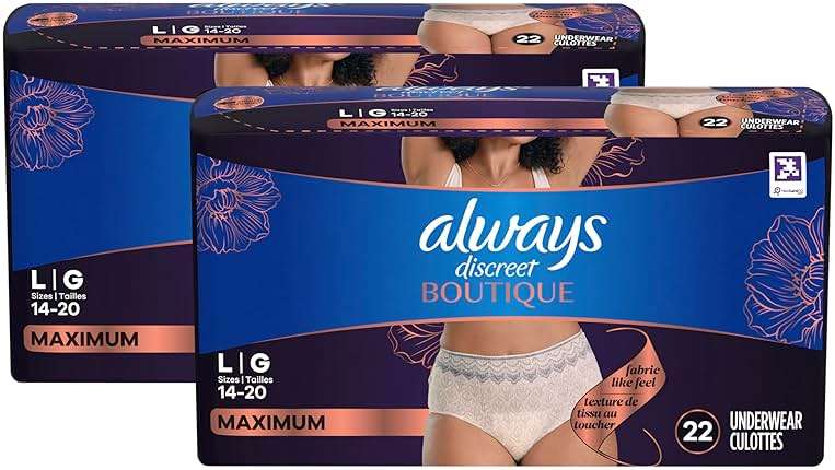 Always Discreet Boutique Incontinence and Postpartum Underwear for Women, Maximum Protection, Large, Rosy, 44 Count (2 Packs of 22) - Image 11