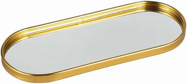 Feyarl Gold Mirrored Jewelry Trinket Tray Vanit Little Ring Earings Organizer Ornate Cosmetic Perfume Tray Display Decorative Coffee Table Tray for Home Decor Dinning Room Dresser Tabletop - Image 7