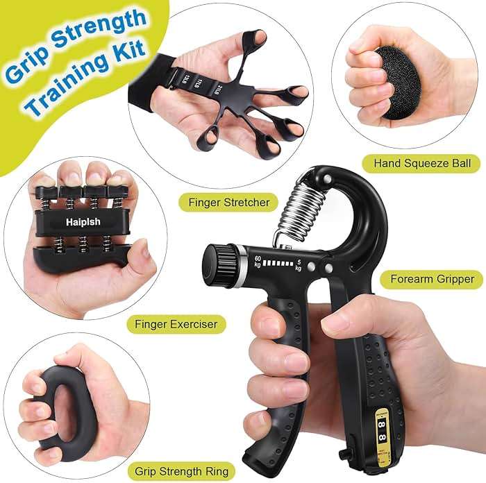 Grip Strength Trainer Kit (5 Pack) with Finger Exerciser, Hand Grip Strengthener, Hand Extension Exerciser, Stress Relief Ball and Forearm Workout Ring for Muscle Building and Injury Recover, Silicone - Image 2