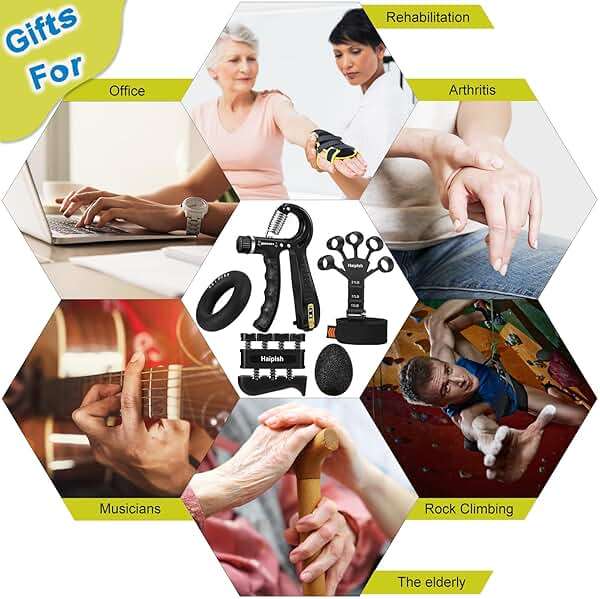 Grip Strength Trainer Kit (5 Pack) with Finger Exerciser, Hand Grip Strengthener, Hand Extension Exerciser, Stress Relief Ball and Forearm Workout Ring for Muscle Building and Injury Recover, Silicone - Image 7