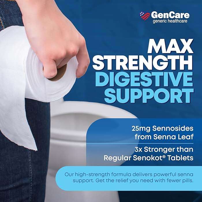 GenCare - Maximum Strength Senna Laxative 25mg (100 Tablets) - Gentle Constipation Relief Sennosides USP Stimulant Laxatives Digestion Pills - Natural Overnight Relief while You Sleep - Generic Ex Lax - Image 3