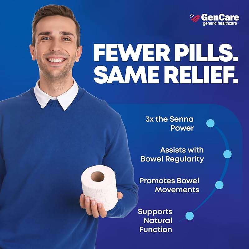 GenCare - Maximum Strength Senna Laxative 25mg (100 Tablets) - Gentle Constipation Relief Sennosides USP Stimulant Laxatives Digestion Pills - Natural Overnight Relief while You Sleep - Generic Ex Lax - Image 4