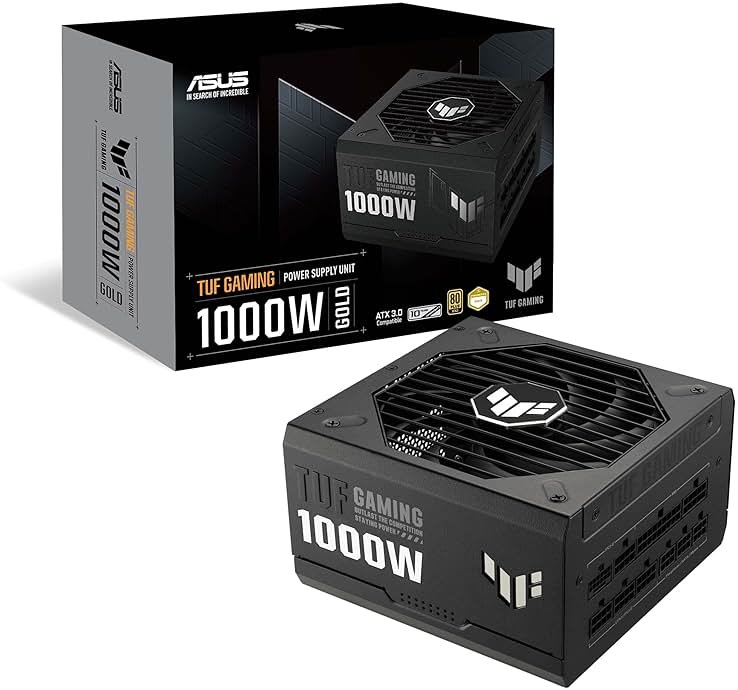 ASUS TUF Gaming 1000W Gold (1000 Watt, ATX 3.0 Compatible Fully Modular Power Supply, 80+ Gold Certified, Military-Grade Components, Dual Ball Bearing, Axial-tech Fan, PCB Coating, 10 Year Warranty) - Product Image