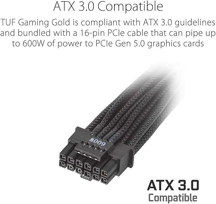 ASUS TUF Gaming 1000W Gold (1000 Watt, ATX 3.0 Compatible Fully Modular Power Supply, 80+ Gold Certified, Military-Grade Components, Dual Ball Bearing, Axial-tech Fan, PCB Coating, 10 Year Warranty) - Image 3