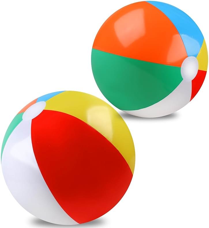 REGUICORP 2 Pack Beach Balls, 20 Inch Beach Balls, Rainbow Color Pool Toys Pool Balls for Swimming Pool, Beach Toys Inflatable Ball for Summer Parties and Water Games - Product Image