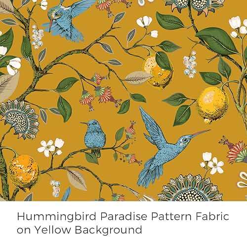 Topfinel Mustard Yellow Vintage Curtains & Drapes 84 Inches Long, Grommet Luxury Whimsical Floral Lemon Hummingbird Patterned Waverly Mid Century Colorful Blackout Drapes for Living Room Bedroom - Image 4