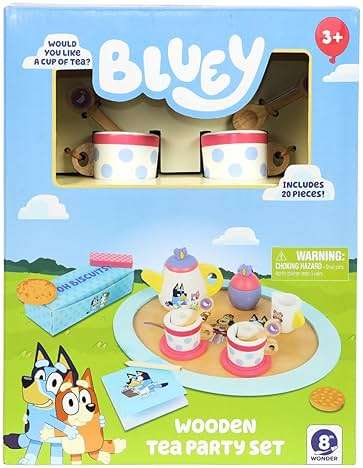 8th Wonder Bluey Toys Wooden Tea Party Set, 18-Piece Durable Toy Tea Set with Tray, Teapot, Teaspoons, and More, Pretend Play for Toddlers of Ages 3+ - Image 4