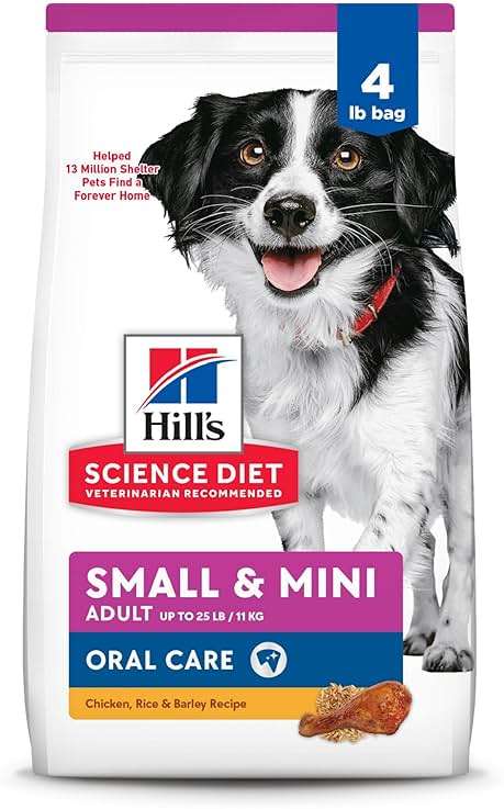 Hill's Science Diet Adult 1-6 Oral Care Small & Mini Dry Dog Food, Chicken & Barley, 4 lb. Bag - Image 1
