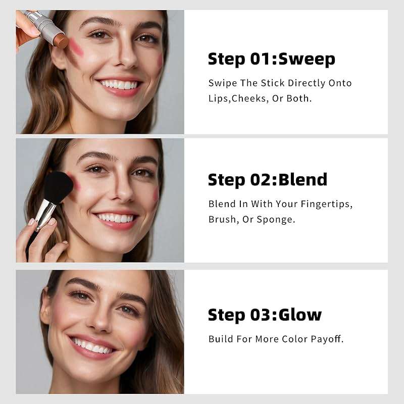 KIMUSE Cream Contour Stick Face Makeup Kit, Bronzer Stick and Blush Stick Set, Long Lasting Blendable Cream Makeup Sticks, Natural Sculpting Face Contouring & Blush Makeup Kit for All Skin Tones - Image 5