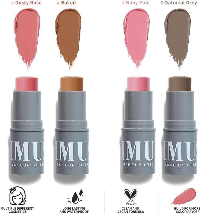 KIMUSE Cream Contour Stick Face Makeup Kit, Bronzer Stick and Blush Stick Set, Long Lasting Blendable Cream Makeup Sticks, Natural Sculpting Face Contouring & Blush Makeup Kit for All Skin Tones - Image 7