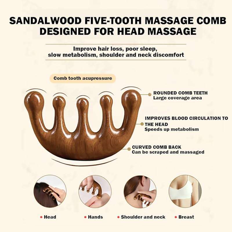 Cureder Wooden Scalp Massager - Handmade 100% Natural Green Sandalwood Wide Tooth Combs - Wood Massage Comb & Sandalwood Comb for Luxurious Hair Care - Image 3