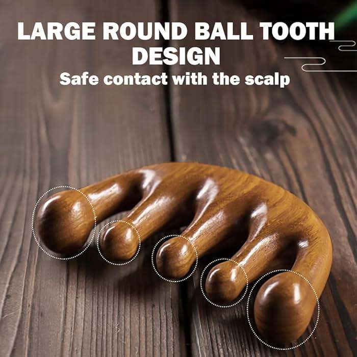Cureder Wooden Scalp Massager - Handmade 100% Natural Green Sandalwood Wide Tooth Combs - Wood Massage Comb & Sandalwood Comb for Luxurious Hair Care - Image 5