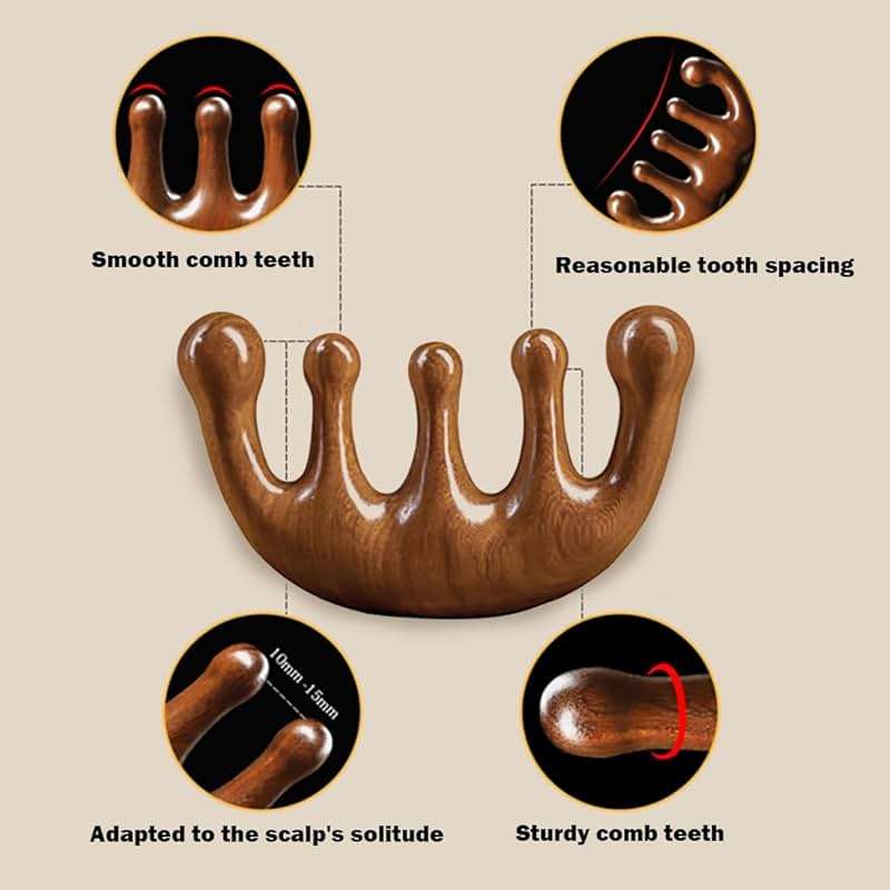 Cureder Wooden Scalp Massager - Handmade 100% Natural Green Sandalwood Wide Tooth Combs - Wood Massage Comb & Sandalwood Comb for Luxurious Hair Care - Image 8