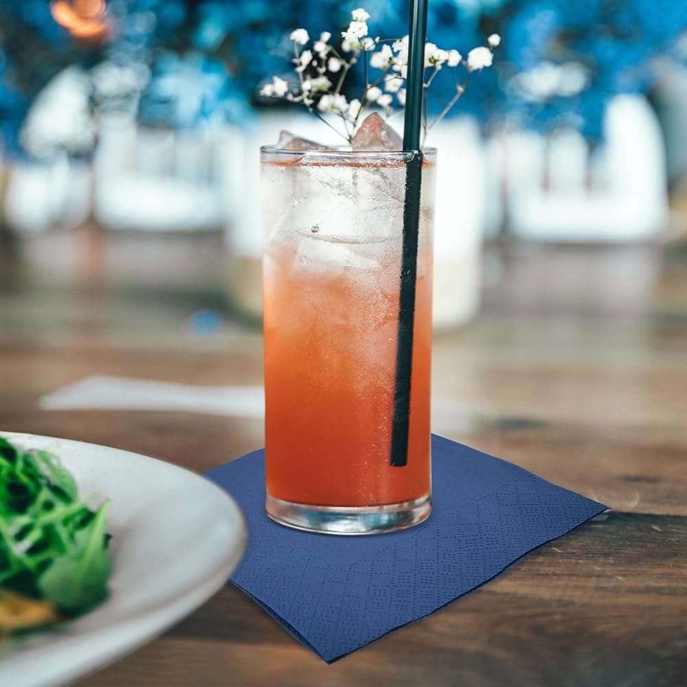 300 Count Navy Blue Beverage Napkins,2-Ply Navy Cocktail Napkins,Disposable Blue Party Napkins for Dinner Wedding Birthday Party Graduation - Image 4