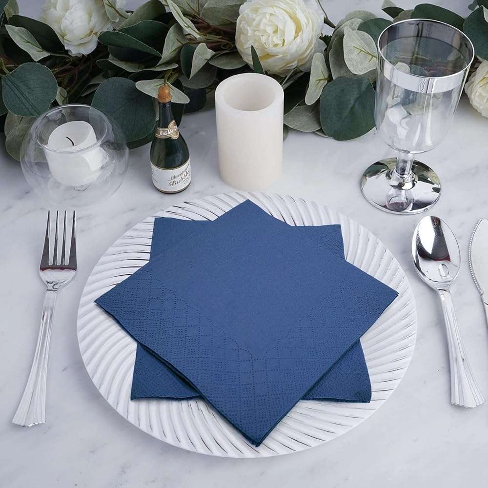 300 Count Navy Blue Beverage Napkins,2-Ply Navy Cocktail Napkins,Disposable Blue Party Napkins for Dinner Wedding Birthday Party Graduation - Image 5