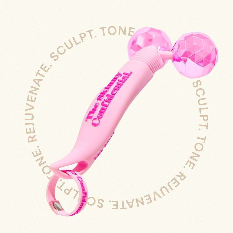 The Skinny Confidential Face Roller - Pink Balls Eye & Facial Roller Massager - Face Massage Tools Skincare for Wrinkles & Fine Lines, Sculpt, Contour, Tighten & De-Puff Skin - Image 3