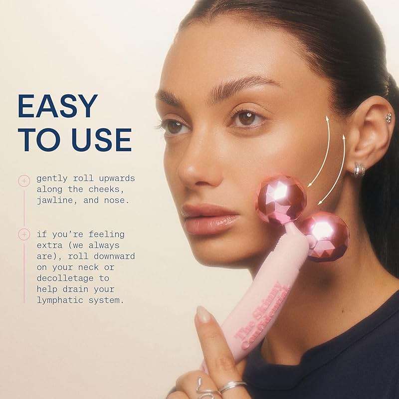 The Skinny Confidential Face Roller - Pink Balls Eye & Facial Roller Massager - Face Massage Tools Skincare for Wrinkles & Fine Lines, Sculpt, Contour, Tighten & De-Puff Skin - Image 5