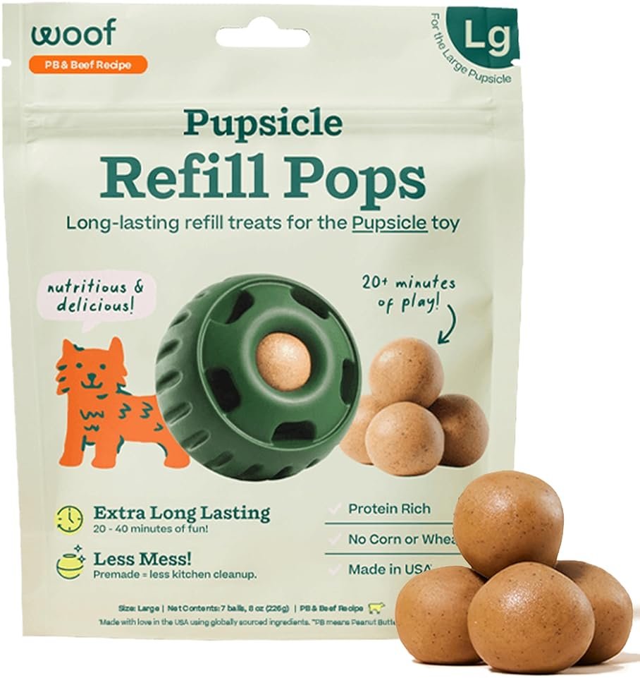 WOOF Pupsicle Refill Pops - Low-Mess Dog Snacks - with Peanut Butter and Beef - Dog Treats - Long Lasting - Large Pops - 7 Count - Product Image