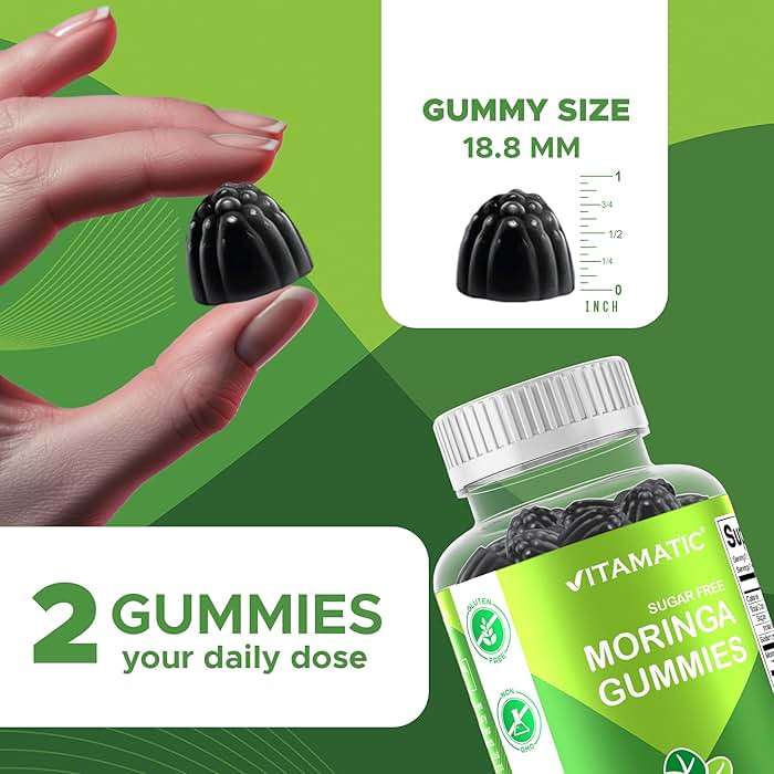 Vitamatic Moringa Gummies – Sugar-Free Botanical Extract – Green Superfood Supplement – Vegan, Pectin-Based, Non-GMO – Plant-Based Gummies – 60 Count - Image 3