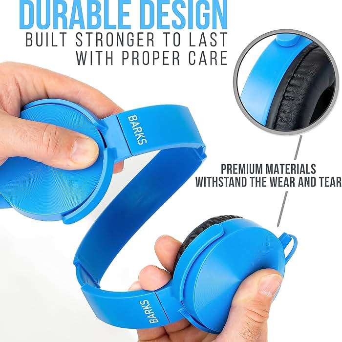 Barks Classroom Headphones Bulk 10 Pack (Select Color, On-Ear, Wired 3.5mm) | Durable Everyday Student Use, Colorful Class Set, Tangle-Free Cords, Adjustable Fit All-Day Comfort, Easy Clean, K-12 Schools - Image 3