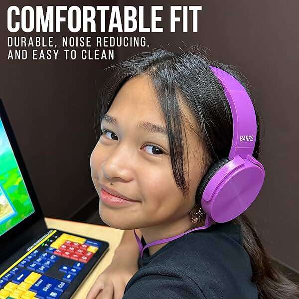 Barks Classroom Headphones Bulk 10 Pack (Select Color, On-Ear, Wired 3.5mm) | Durable Everyday Student Use, Colorful Class Set, Tangle-Free Cords, Adjustable Fit All-Day Comfort, Easy Clean, K-12 Schools - Image 5