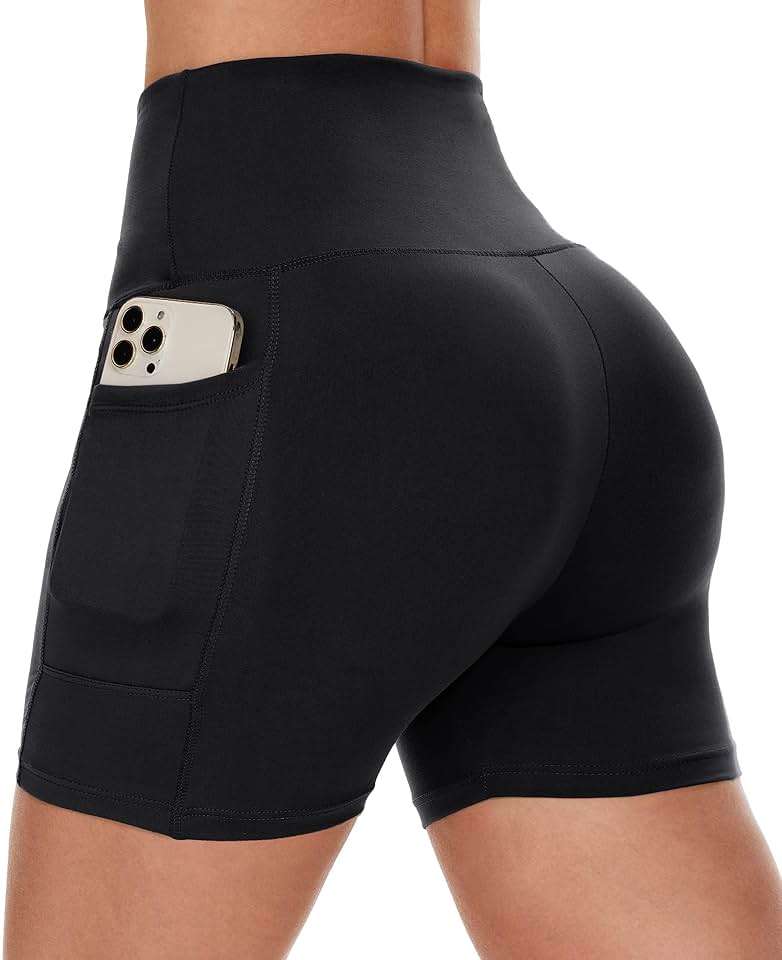 CAMPSNAIL Biker Shorts Women with Pockets - 3"/5"/8" High Waisted Workout Spandex Tummy Control Gym Running Yoga Shorts - Image 1