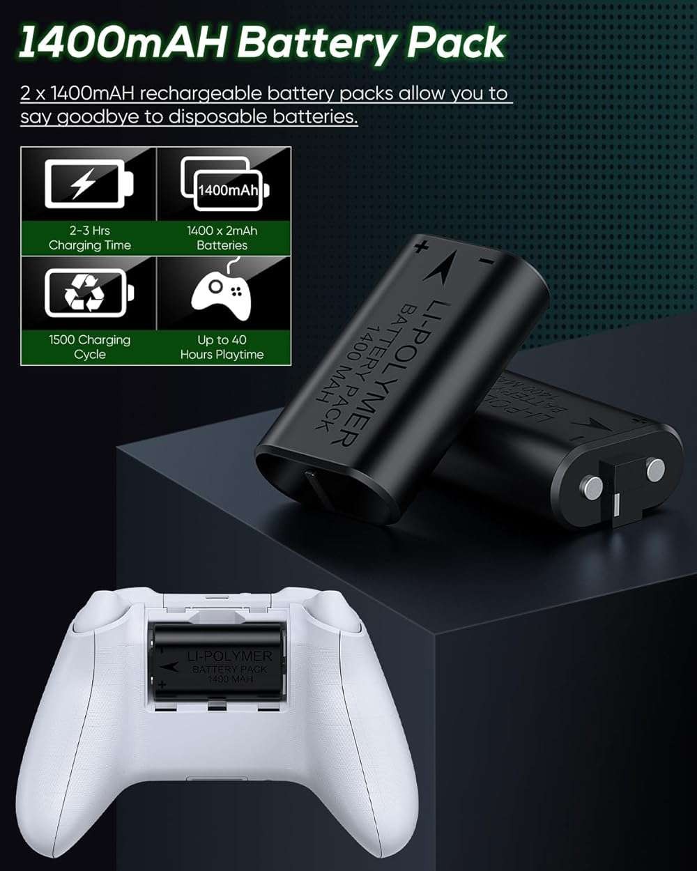 Cooling Stand & Charging Station for Xbox Series S with RGB Light Strip,Dual Controller Charger & Cooler Fan for XSS Console Accessories with 2*1400mAH Rechargeable Battery Pack,1*Headphone Hook,White - Image 5