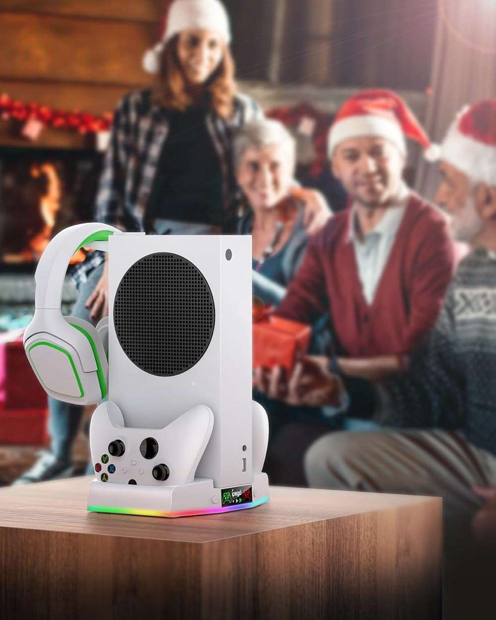Cooling Stand & Charging Station for Xbox Series S with RGB Light Strip,Dual Controller Charger & Cooler Fan for XSS Console Accessories with 2*1400mAH Rechargeable Battery Pack,1*Headphone Hook,White - Image 9