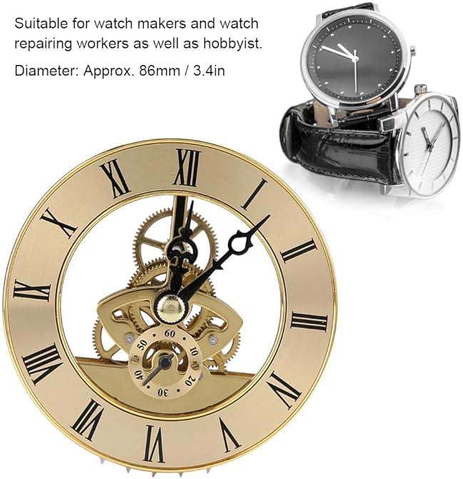 Clock Insert, Mini Insert Metal 86mm Built in Round Quartz Head Desk Craft Accessories ound Clock Insert Quartz Clock Fit up Movement Miniature - Image 4