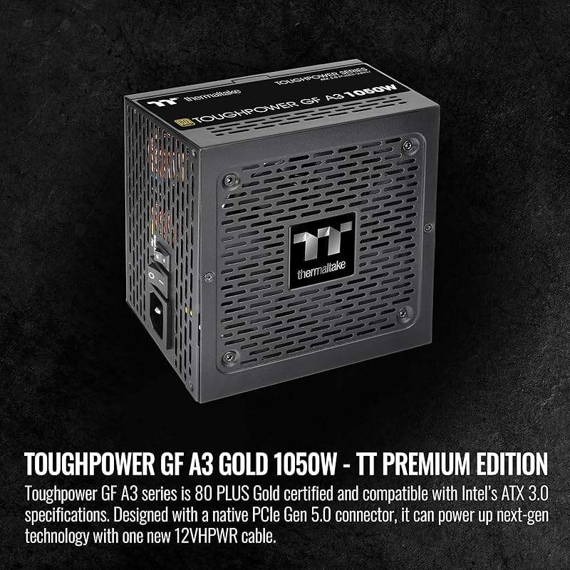 Thermaltake Toughpower GF A3 1050W, True 600W 12V-2x6 Connectors on PSU & NVIDIA RTX 50 Series, ATX 3.1/PCI-E 5.1, 80+ Gold, SLI/Crossfire Ready Power Supply, PS-TPD-1050FNFAGU-L, 10 Year Warranty - Image 2