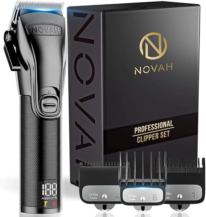 Novah Professional Hair Clippers for Men, Professional Barber Clippers, Electric Mens Cordless Hair Clipper for Barbers Haircut Kit Fade, Maquina de Cortar Cabello - Image 1