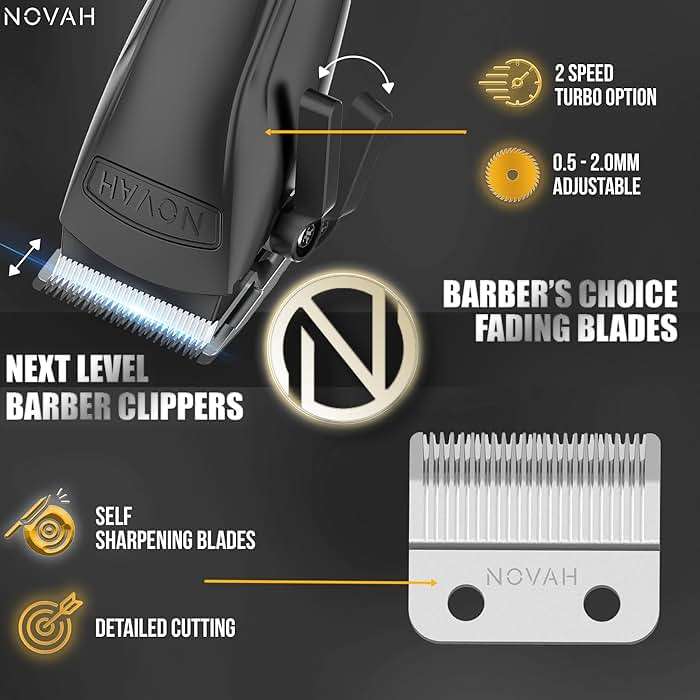 Novah Professional Hair Clippers for Men, Professional Barber Clippers, Electric Mens Cordless Hair Clipper for Barbers Haircut Kit Fade, Maquina de Cortar Cabello - Image 2
