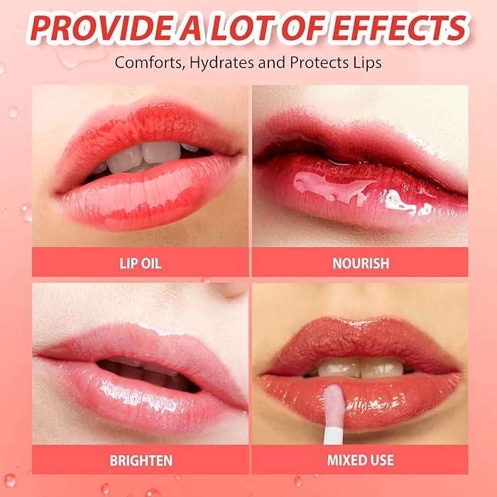 BANGFENG Big Brush Head Hydrating Lip Glow Oil Plumping Lip Tint, Hydrating Lip Gloss Tinted Lip Balm Transparent Lip Care, Long Lasting Nourishing Non-sticky Fresh Texture (Chocolate) - Image 9
