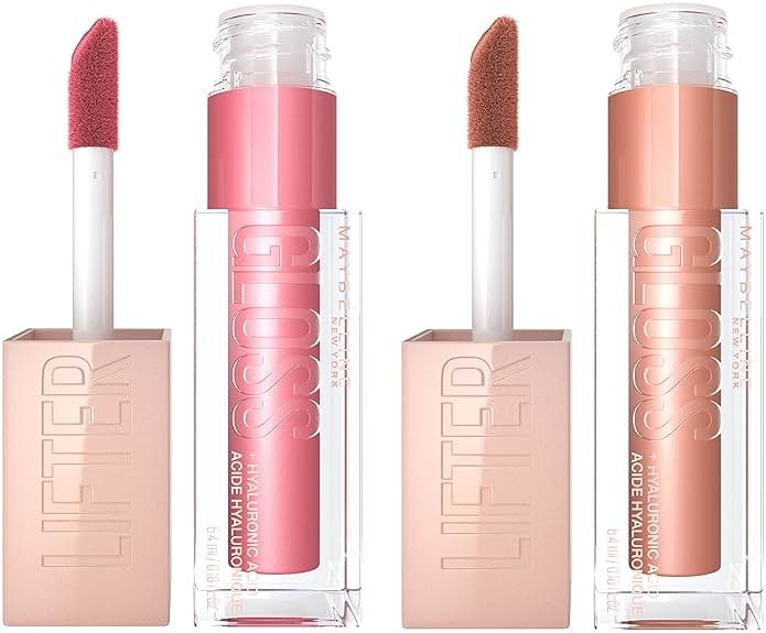 Maybelline Lifter Gloss with Hyaluronic Acid Makeup Bundle, Lip Gloss Set Includes 1 Nude Lip Gloss in Petal and 1 Pink Lip Gloss in Stone - Product Image
