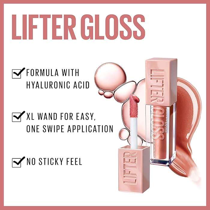 Maybelline Lifter Gloss with Hyaluronic Acid Makeup Bundle, Lip Gloss Set Includes 1 Nude Lip Gloss in Petal and 1 Pink Lip Gloss in Stone - Image 3