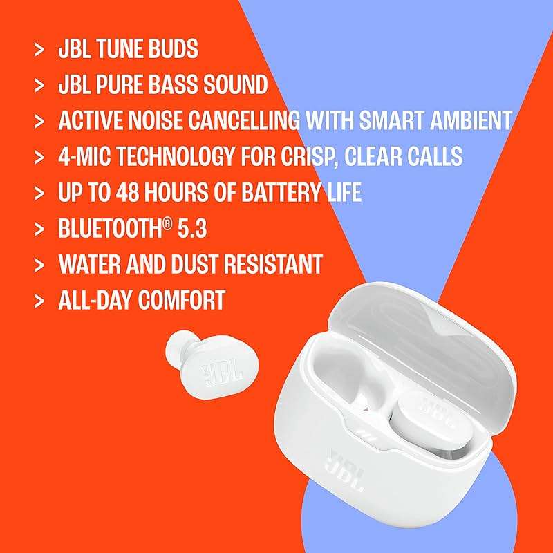 JBL Tune Buds - True wireless Noise Cancelling earbuds, JBL Pure Bass Sound, Bluetooth 5.3, 4-Mic technology for Crisp, Clear Calls, Up to 48 hours of battery life, Water and dust resistant (Blue) - Image 8