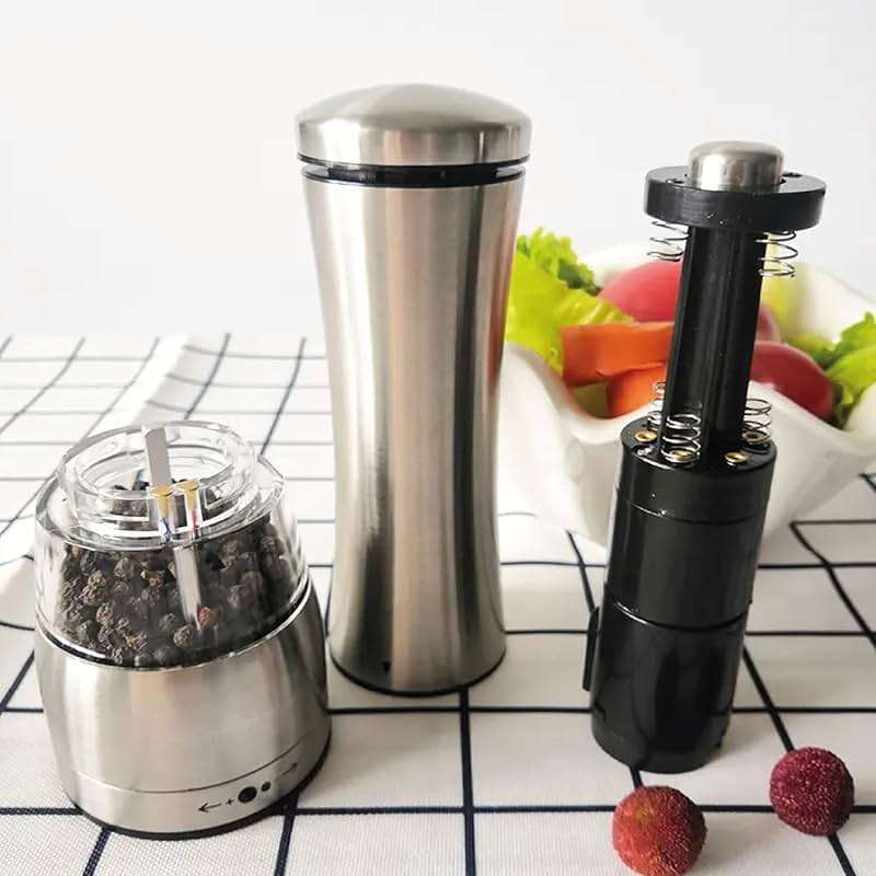 Electric Salt and Pepper Shakers – Adjustable Coarseness Electric Rechargeable Salt and Pepper Grinder Set – Battery Operated Pepper Mill and Salt Mill – Stainless Steel Electric Spice Grinder Set - Image 2