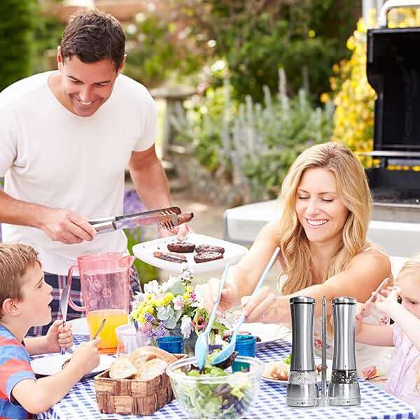 Electric Salt and Pepper Shakers – Adjustable Coarseness Electric Rechargeable Salt and Pepper Grinder Set – Battery Operated Pepper Mill and Salt Mill – Stainless Steel Electric Spice Grinder Set - Image 4