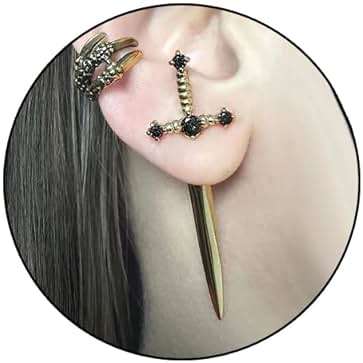 Gothic Sword Earrings Rhinestone Dagger Earrings Black Retro Sword Screw Earrings Cubic Zirconia Punk Sword Earrings Front Back Stud Earrings for Women - Image 1