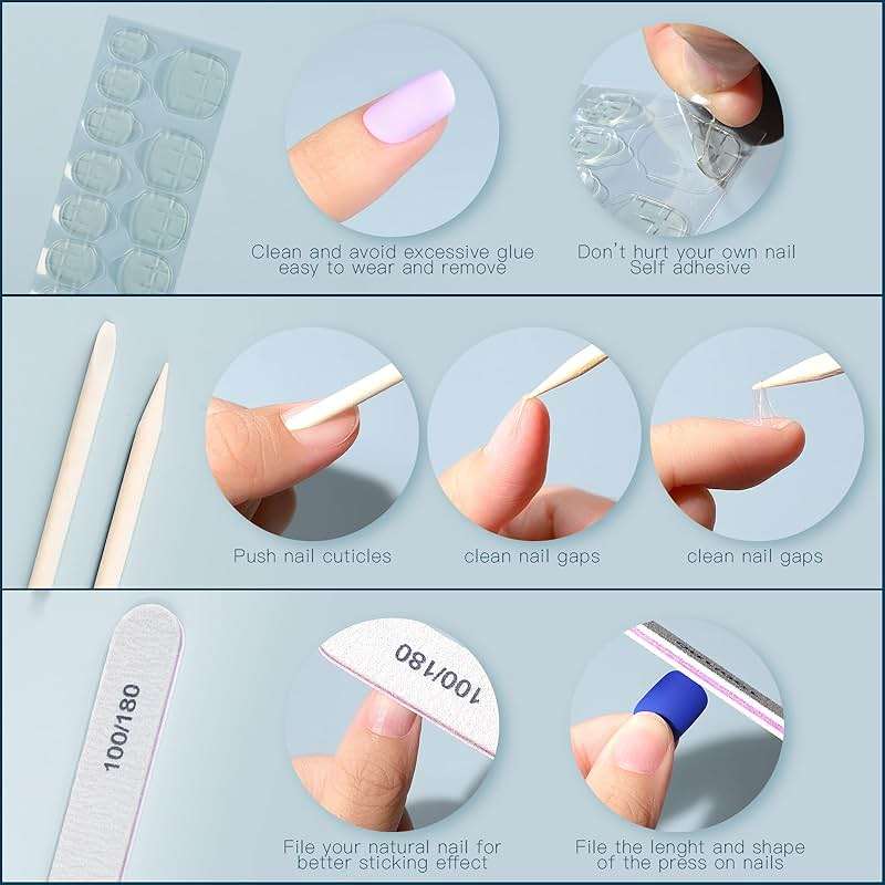 FANDAMEI Press on Nails, 24 Colors 576PCS Press on Nails Short Square Matte Glossy. Glitter Nails Short Round. Natural Fit Lightweight Fake Nails Natural for Nail Art - Image 6