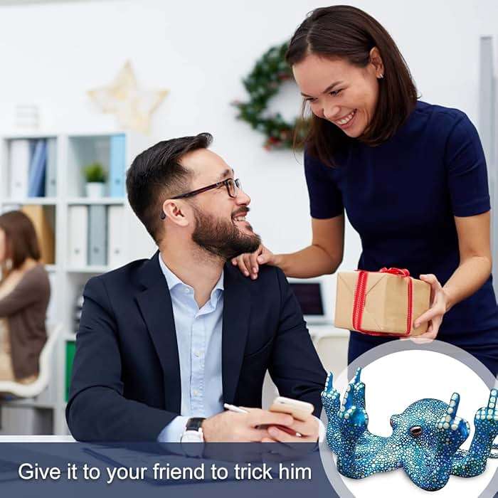 Middle Finger Octopus,Middle Finger Statue,Weird Decor Suitable for Indoor and Outdoor Garden Home Various Fish Tank Decoration (Blue) - Image 6