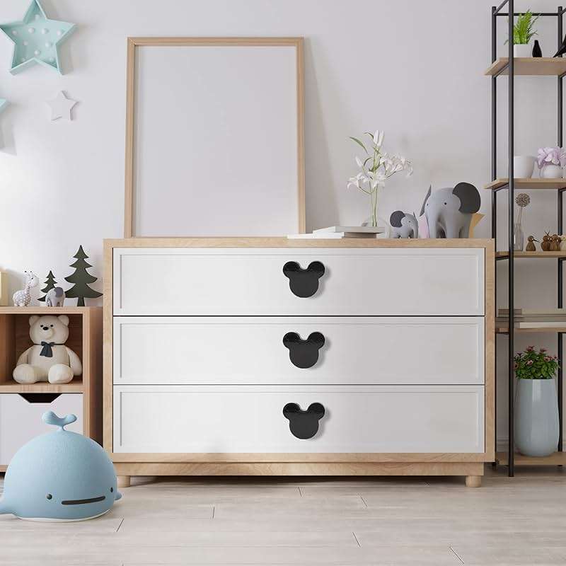 Waifairphy Wooden Mouse Cabinet Knobs with 2 Different Size Screws for Dresser Drawers,Wood Dresser Knobs for Kids Bedroom and Bathroom Decor,Kids Drawer pulls 6 Pack,Nursery Dresser knobs for Kids - Image 7