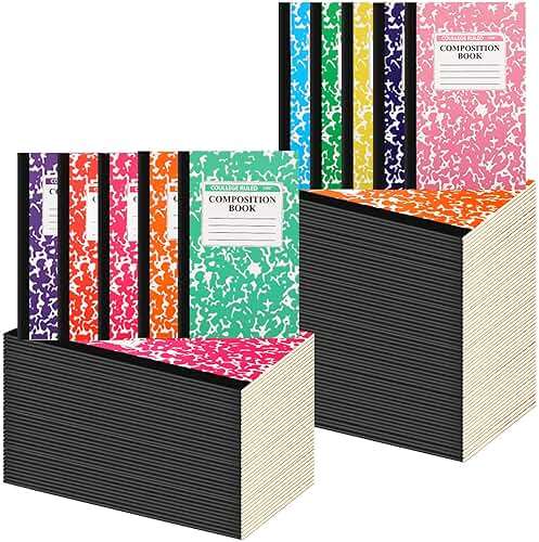 Fainne 100 Pack A5 Composition Notebooks Bulk College Ruled Composition Notebooks Marble Covers Notebook for Student Classroom Office Supplies 30 Sheet/60 Page(10 Color) - Image 1