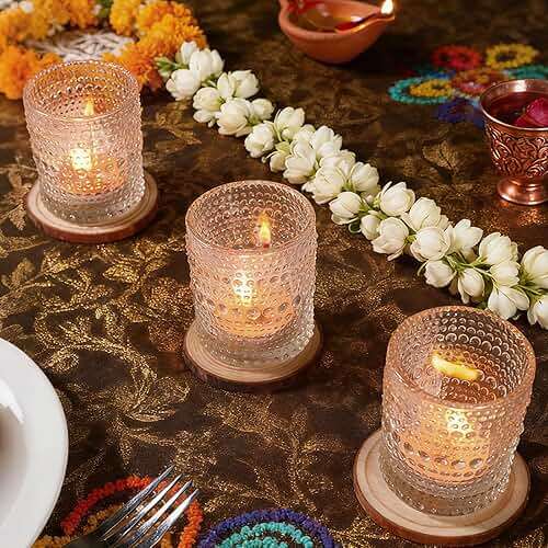TRIRITE 36 Pcs Clear Votive Candle Holders for Wedding, 2x2.5 Elegant Tealight Candle Holder, Vintage Tea Light Holders for Bridal Shower & Table Centerpieces - Image 3