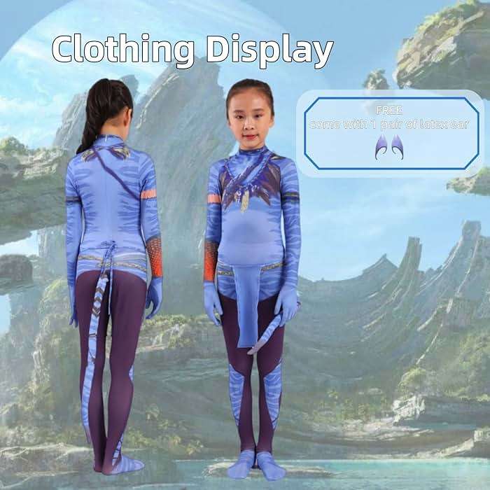 LG LOUIS GARDEN Avatar Costume for Kids, Anime Costume Halloween Cosplay Jumpsuit Tights Bodysuit Stage Costumes for Children Girls Boys - Image 4