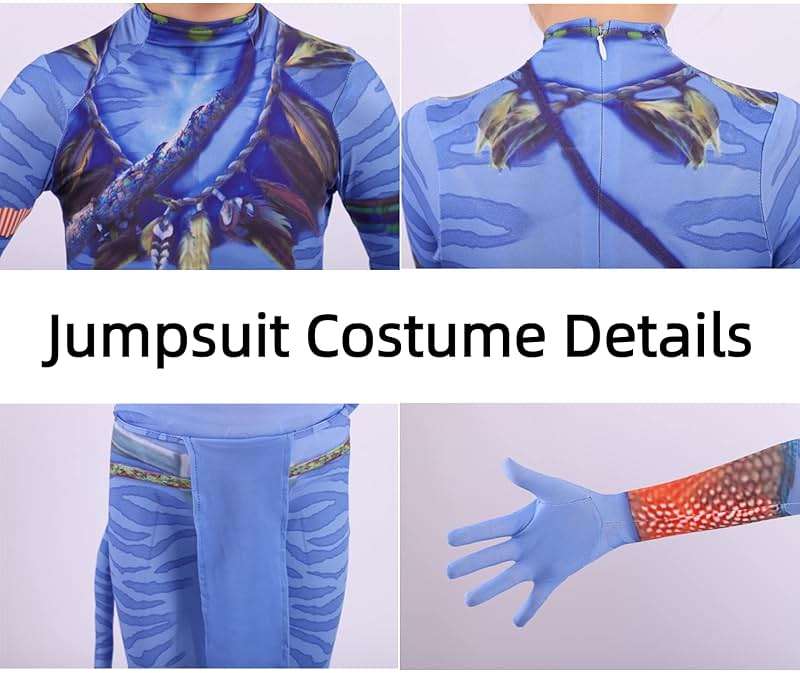 LG LOUIS GARDEN Avatar Costume for Kids, Anime Costume Halloween Cosplay Jumpsuit Tights Bodysuit Stage Costumes for Children Girls Boys - Image 5