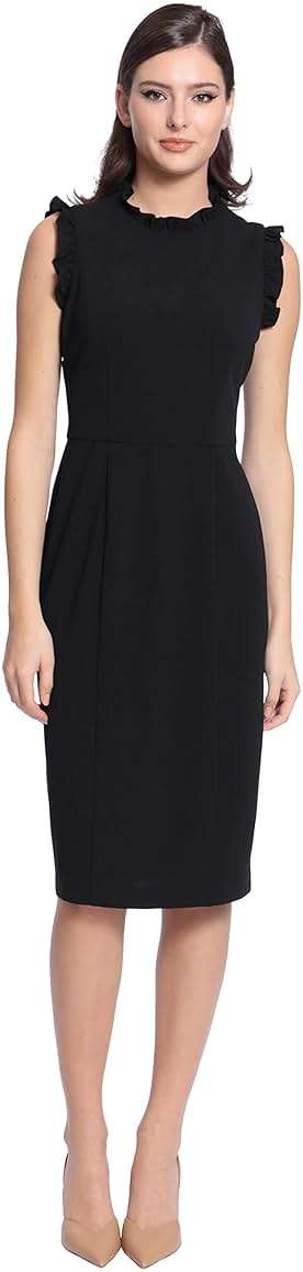 Maggy London Womens Ruffle Neck and Armhole Sheath Dress - Image 1